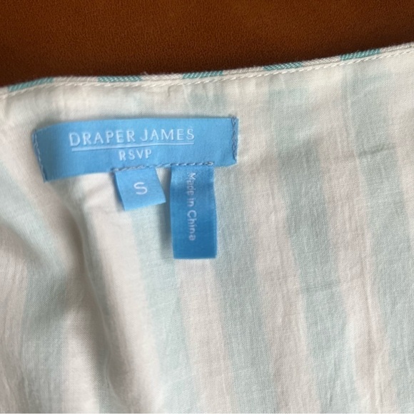 Draper James Women’s Puff Sleeve Turquoise White Striped Wrap Dress Size S NWT - Picture 4 of 14